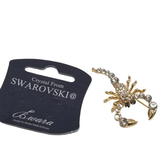 Swarovski Crystal Rhinestone Scorpion Broach Pin - Picture 1 of 13